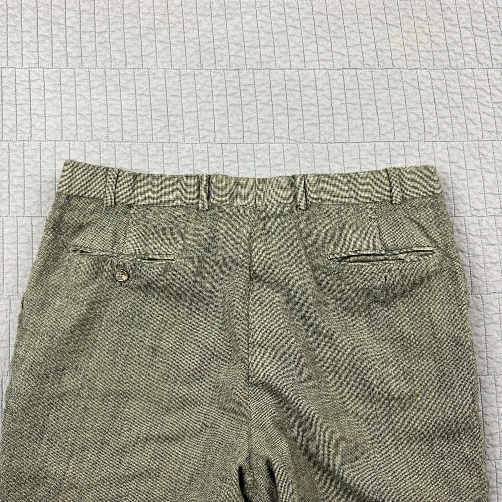 Vintage Ralph Lauren Dress Pants Men's 34x25 Brown Wool‎ Blend Pleated Cropped